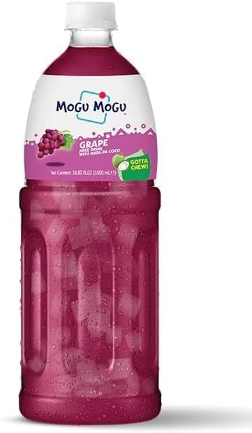Mogu Mogu Grape Juice with 25% Nata De Coco 1000ml (12 Pack)