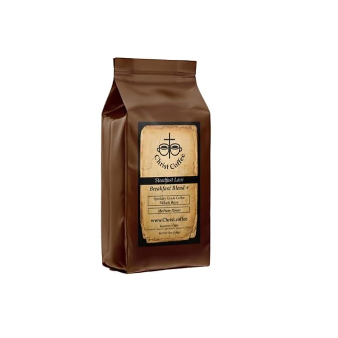 Christ Coffee Steadfast Love Breakfast Blend Ground Bean | Smooth and Sweet Flavor Perfect for Espresso or Brewed Coffee | Freshly Roasted 12 oz Bag