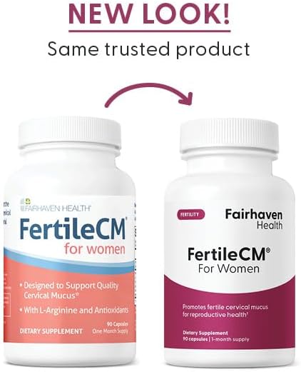 Fairhaven Health FertileCM Fertility Supplement for Women Capsules - Fertile Cervical Mucus Ovulation Cycle Includes L-Arginine N-Acetyl-Cysteine Grape Seed Extract and Vitamin C - 90 Capsules