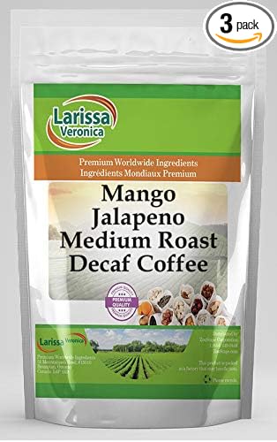 Mango Jalapeno Medium Roast Decaf Coffee (Gourmet Naturally Flavored Whole Coffee Beans) (4 oz ZIN: 570892) - 3 Pack