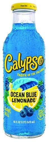 Calypso Lemonade Ocean Blue Lemonade Made with Real Fruit 16 Fl Oz Glass Bottles (Pack of 6)
