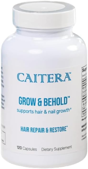 Grow &amp Behold | Clinically Tested Dietary Supplement for Thinning Hair | Saw Palmetto Biotin Zinc &amp Selenium to Support Hair Growth Vitality Shine &amp Fullness | Vegan 120 Capsules