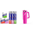 Propel Electrolyte Enhanced Water Drink Mix Powder Packets Kiwi Strawberry Variety Pack (Pack of 30) + Gatorade Crossover Stainless Steel Tumbler Bottle Pink Double-Wall Insulation 36 fl oz