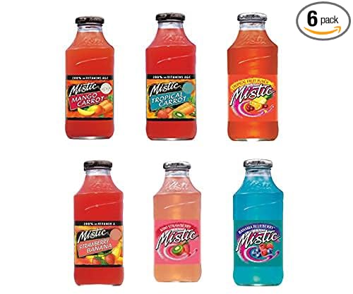 EVAXO LUV BOX - VARIETY  MISTIC  16 OZ PACK OF 6  TROPICAL FRUIT PUNCH  KIWI STRAWBERRY TROPICAL CARROT  MANGO CARROT  BAHAMA BLUE BERRY  STRAWBERRY BANANA