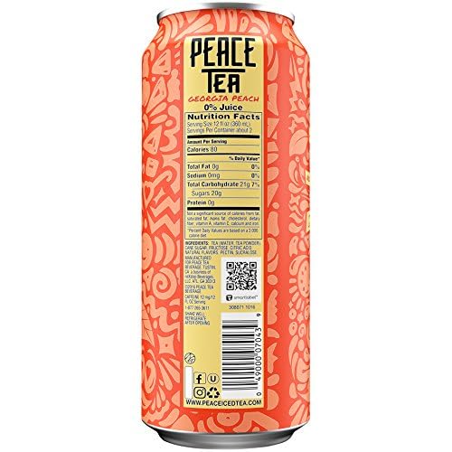 Peace Tea Caddy Shack Peach Flavored Tea 12 fl oz Pack of 24