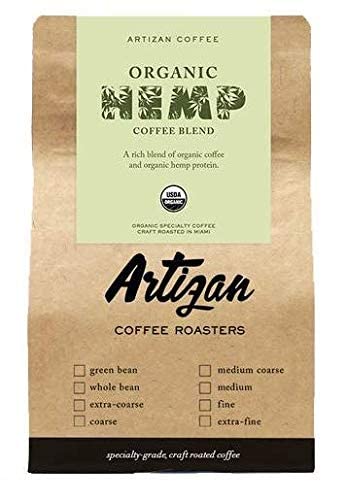 Artizan Coffee USDA Organic Ground Coffee | Hemp Coffee Fusion | Medium-Dark Roast | Medium Grind for Drip | 10 oz | Roasted in South Florida
