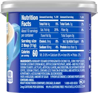 Maxwell House International Decaf &amp Sugar Free French Vanilla Café Style Instant Coffee 4 oz Canister (Pack of 4) (Full package)
