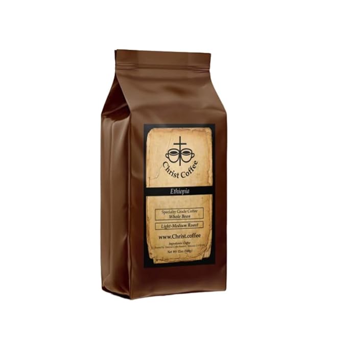 Christ Coffee Ethiopia Whole Bean – Premium Medium Roast Coffee Smooth and Rich Flavor | Perfect for Daily Brew Freshly Roasted for Optimal Taste 16 oz Bag