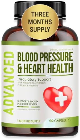 Heart Health Blood Pressure Support Supplement - Support Blood Pressure &amp Healthy Circularity Naturally with Hawthorn Berry &amp Hibiscus.Vitamins Pills for Healthy Hypertension (BP) &amp Health