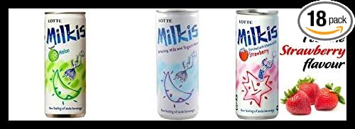 Lotte Milkis Soft Soda Variety Favor (Yogurt Strawberry Melon) (Pack of 18)