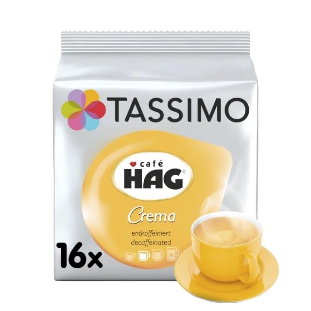 Tassimo Café HAG Crema Decaffeinated Caffeine Free Coffee Roasted 16 T-Discs