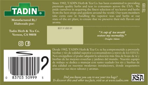 Tadin Ginger Tea Blend Herbal Tea Caffeine Free 24 Tea Bags Per Box Pack of 6