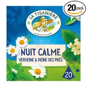 La Tisaniere Infusion Nuit Calme Verveine &amp Reine des pres 20 Sachets 30g (La Tisaniere Herbal Tea Nuit Calme Verveine Calme 20 Sachets 30g)