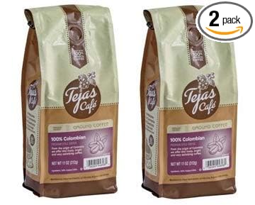 Tejas Cafe 100% Columbian Ground Coffee 11 oz. (Pack of 2 Bags)