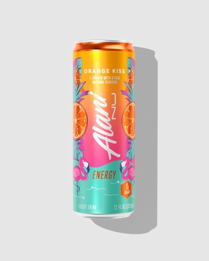 Alani Cotton Candy Energy Drinks sugar free low calorie energy drinks 12 Fl Oz Cans (12 Fl Oz (Pack of 12) Orange Kiss)