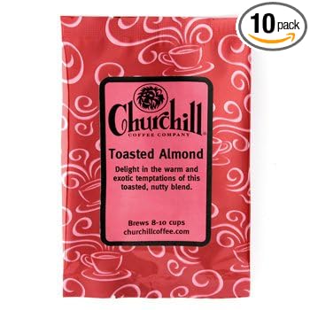 Churchill Coffee Toasted Almond 10 Portioned Packs -1.5 oz each - Ground - Flavored Coffee