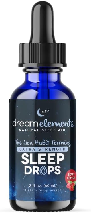Liquid Sleep Drops – Extra Strength Natural Sleep Aid with Melatonin L-Theanine Valerian and Magnesium – Fast-Acting Non-Habit Forming Berry Flavor 2oz