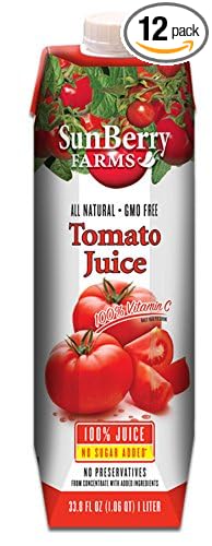 Sunberry Farms Tomato Juice 100% 33.8 fl oz. (12 count)