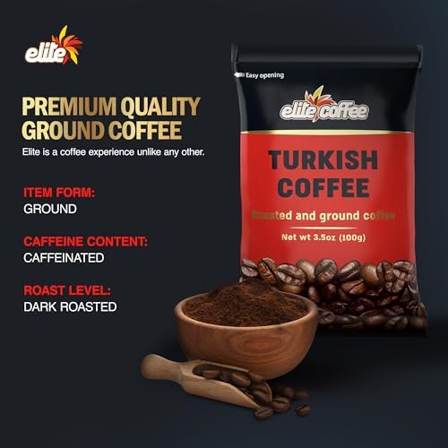 Elite Turkish Ground Roasted Coffee Bag 3.5000-ounces (Pack of 8)