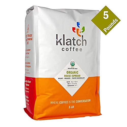 Klatch Coffee Organic House Espresso Medium-Dark Roast 5 Pounds Whole Bean