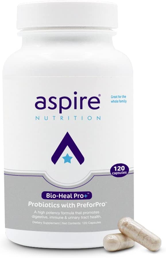 Aspire Nutrition Bio-Heal Pro+ 6-in-1 Probiotic Capsules Supplement – Daily Probiotic Formula for Women Men and Kids - 30 Day Supply