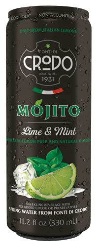 Fonti Di Crodo Mojito Italian Sparkling Beverage with Lime &amp Mint 11.2 Oz. Cans (Pack of 24)