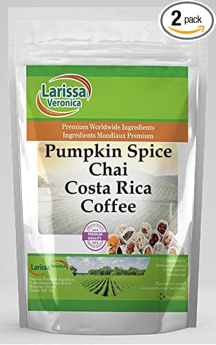 Pumpkin Spice Chai Costa Rica Coffee (Gourmet Naturally Flavored Whole Coffee Beans) (8 oz ZIN: 570131) - 2 Pack