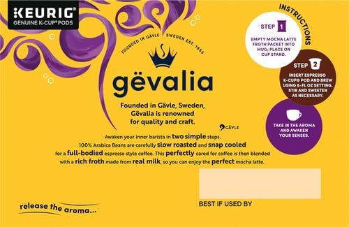 Gevalia Mocha Latte Espresso 6 Keurig K-Cups &amp Caramel Macchiato 6 Keurig K-Cups with Froth Packets (Variety Pack)