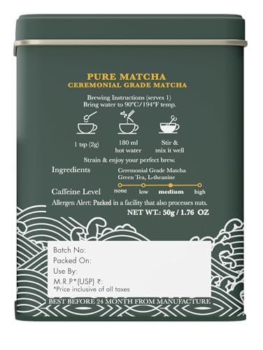 Luxmi Estates - Pure Matcha - Ceremonial Grade Matcha Powder - 50g | Organic Stone-Ground Matcha Tea Rich in Antioxidants | Authentic Zen Tea Experience