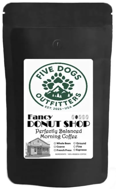 Five Dogs Outfitters Ground Coffee – Fancy Donut Shop 2 Lb