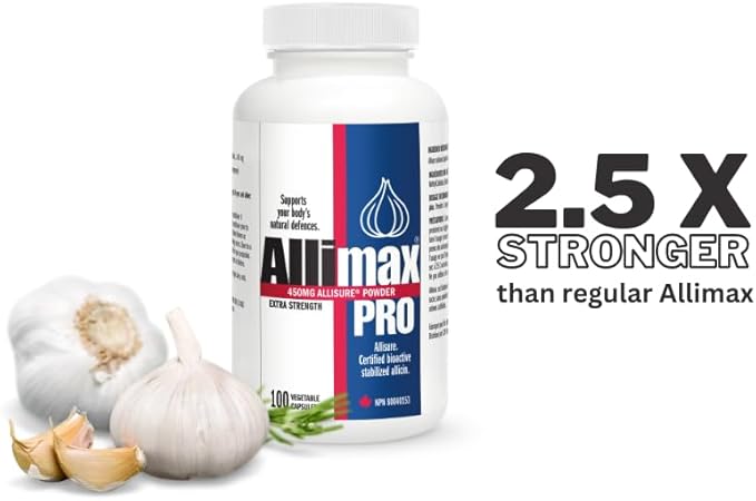 Allimax Pro Practitioner Strength 450 mg Allicin from Garlic 100 Vegetarian Capsules (Vegicaps) Stabilized AlliSURE® Allicin Supports Normal Immune Function Non-GMO