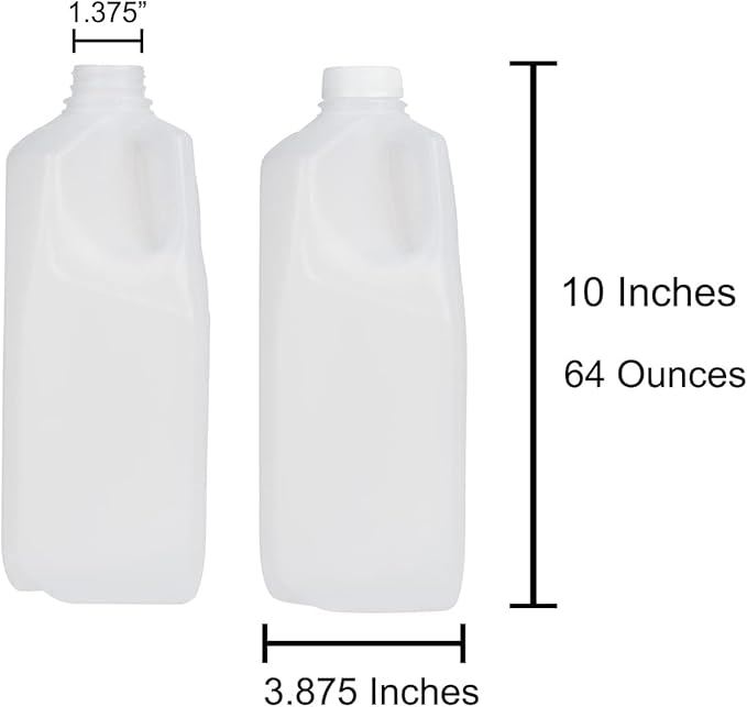 64 Oz Jugs Bottles (Pack Of 20 x 64 Oz Ea) With White Tamper Evident Screw Caps – Great for Homemade Juices Milk Smoothies Tea and Other Beverages - Food Grade BPA Free