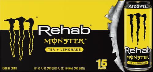 Monster Rehab Tea + Lemonade + Energy Energy Drink 15.5 Ounce | Energy Iced Tea Pack of 15