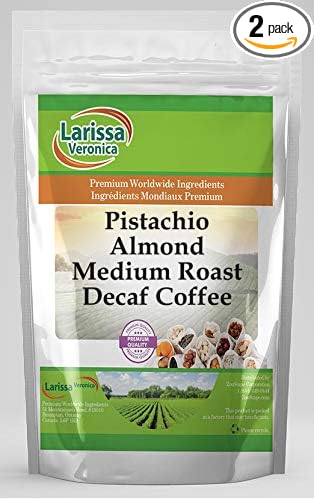 Pistachio Almond Medium Roast Decaf Coffee (Gourmet Naturally Flavored Whole Coffee Beans) (16 oz ZIN: 566474) - 2 Pack