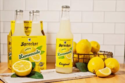 Sprecher Sparkling Original Lemonade in 12 fl oz Glass Bottles (12 Pack) Handcrafted Craft Soda with Real Lemon Juice Naturally Flavored and Cane Sugar Sweetened