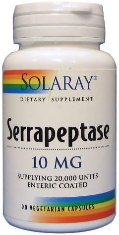 SOLARAY Serrapeptase Enzyme Supplement 10 mg for Men &amp Women - Digestive Support Capsules 20000 Serrapeptase Units per Serving - 90 Veg Caps