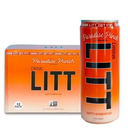 DRINK LITT PARADISE PUNCH | Fruit Punch | Natty Hydration | Natural Electrolytes | B Vitamins | 11 oz (Pack Of 12)