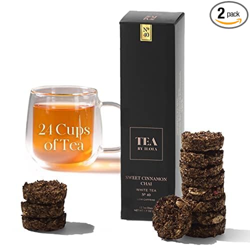 iLOLA 2-pack Loose Leaf Tea Discs Sweet Cinnamon Chai No. 40 | Oprah’s Favorite Things 2022 | Bai Mudan White Tea w/Vanilla &amp Spices | Low Caffeine | No Tea Bag Needed | 13 Individual Discs