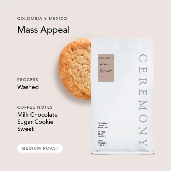 Ceremony Coffee Roasters - Mass Appeal House Espresso Blend - Specialty Whole Bean or Ground Coffee- 2lb Bag (Drip - Medium Grind)