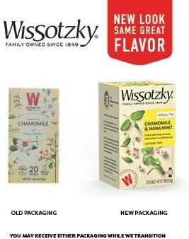 Wissotzky Chamomile Tea with Nana Mint (6 Pack = 120 Tea Bags) Caffeine Free Rich Tasting &amp Invigorating All Natural Flavors