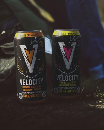 Velocity Lemon Lime Sparkling Energy Drink with Patented Glutathione Antioxidant Formula Zero Sugar Keto 12 Pack (16 oz Cans)
