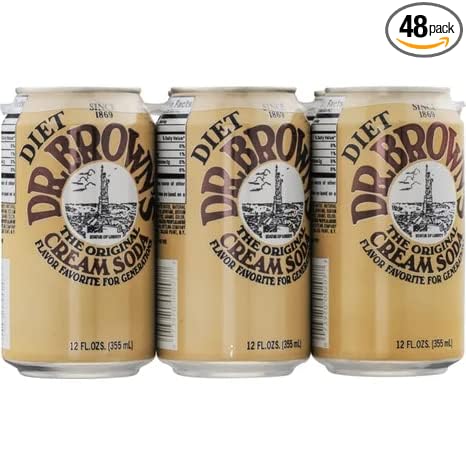 Dr. Brown Diet Cream Soda Pack of 48 12oz Cans