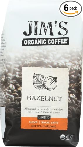 Jims Organic Co Coffee Hazelnut Ground 12 oz (Pack of 6)