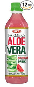 OKF Aloe Vera Drink in 16.9 Ounce Bottles (Watermelon 12 Pack)