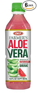 OKF Aloe Vera Drink in 16.9 Ounce Bottles (Watermelon 6 Pack)