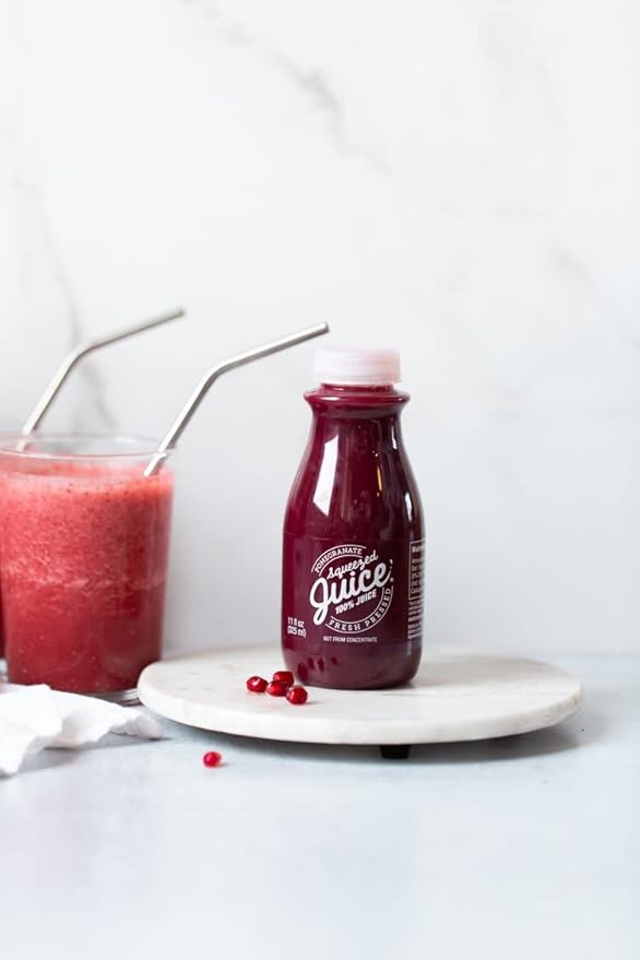 Squeezed Juice 100% Pomegranate Juice 11 FL OZ (2) 6 Pack Bottles 12 Bottles Total | HPP Pasteurized | Not from Concentrate | Fresh Pressed | California Fruit Juice | Kosher