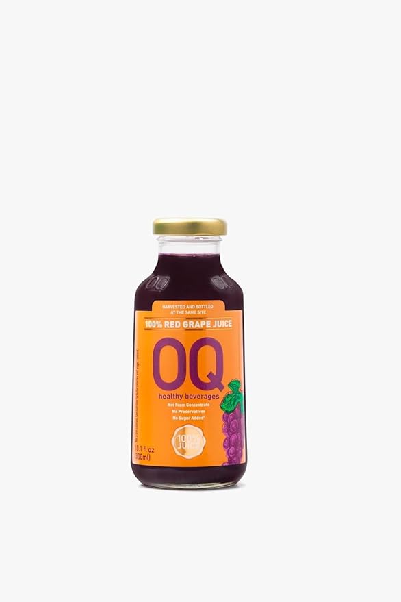 OQ Healthy Beverages Brazilian Whole Grape Juice 100% Pure | No Sugar Added | Naturally Rich Grape Flavor | 10.14 fl oz (Pack of 12)