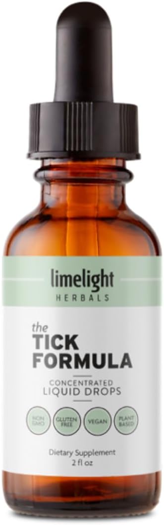 LIMELIGHT HERBALS Tick Formula Liquid Drops – Natural Tick Support Immune Boost &amp Detox – Japanese Knotweed Andrographis Cat’s Claw Red Sage Kudzu Teasel – 60 Servings – Vegan Non-GMO USA