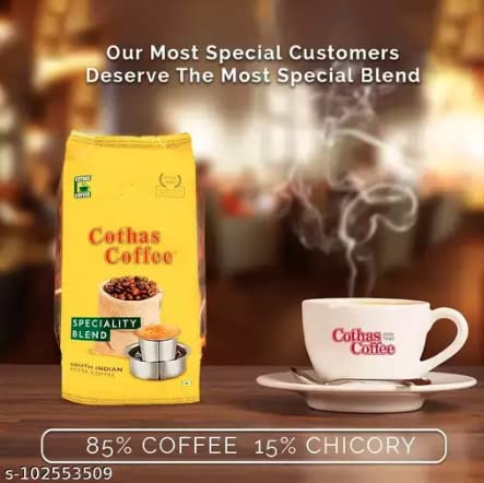 Cothas Traditional South Indian Speciality Blend Filter Coffee Powder - Pack of 3 Each Pkt 184 Gms [ Coffee : 85% Chicory : 15%. ]