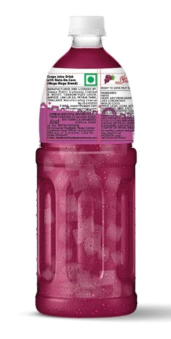 Mogu Mogu Grape Juice with 25% Nata De Coco 1000ml (12 Pack)